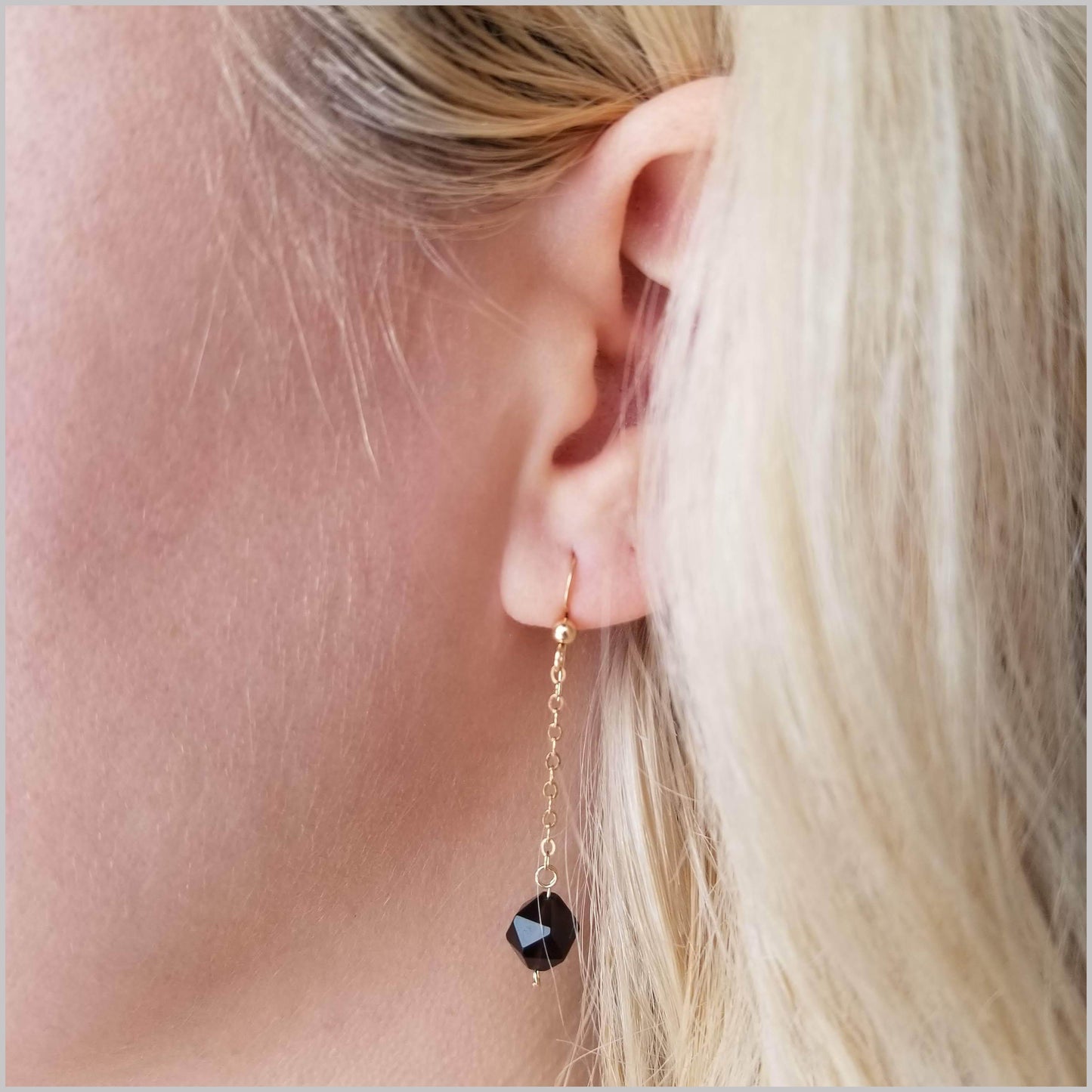 Faceted Smoky Quartz Drop Earring