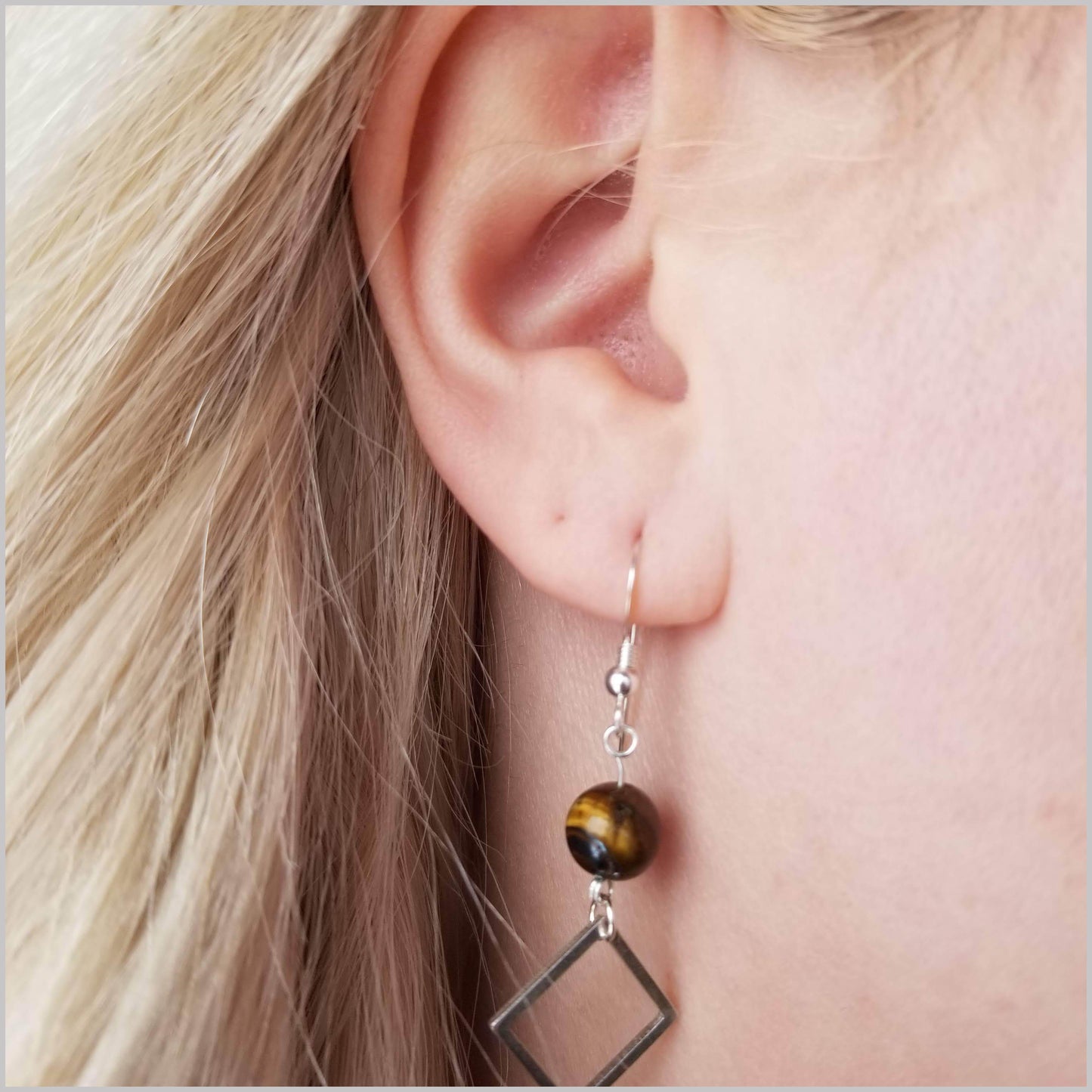 Square Tigers Eye Dangle