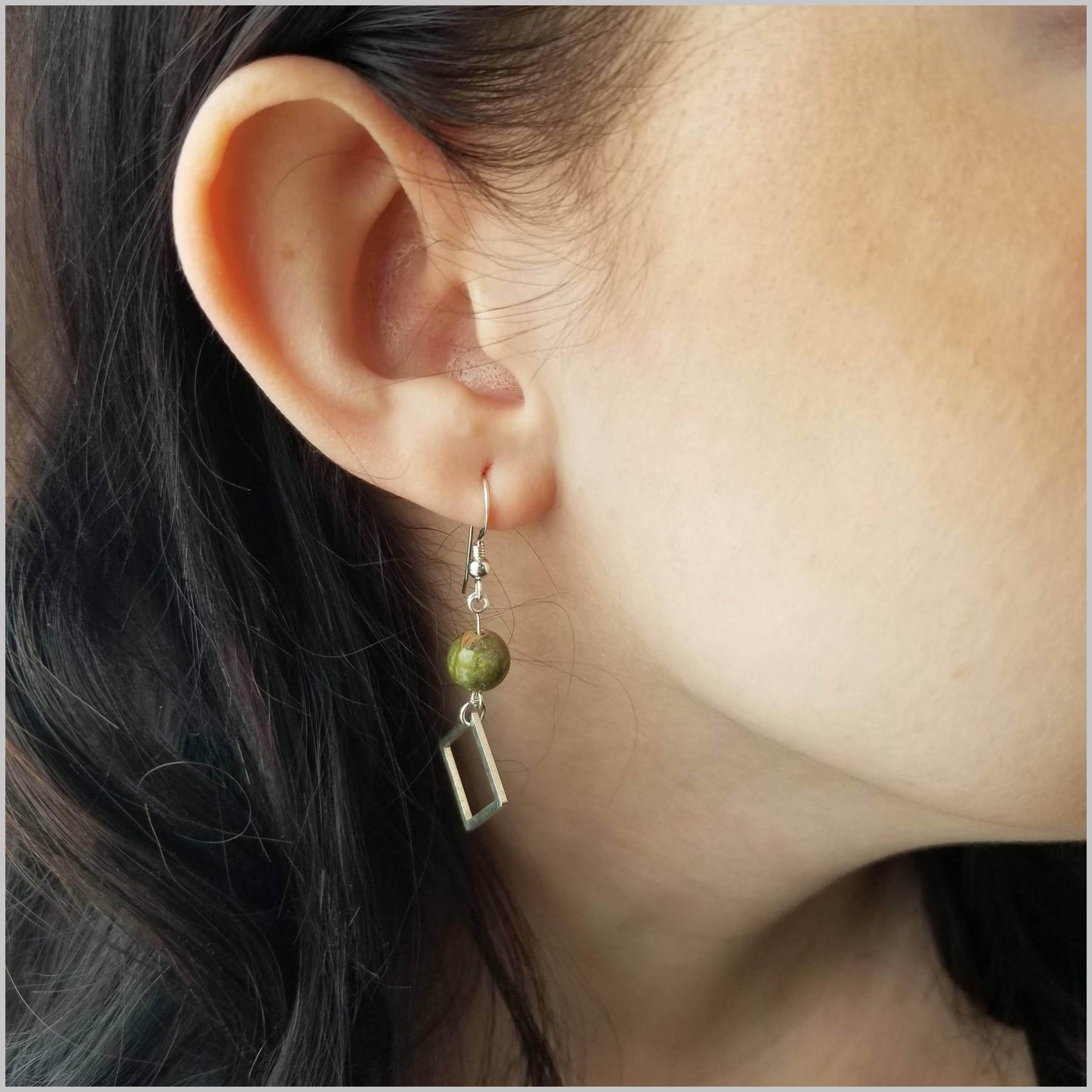 Square Unakite Dangle