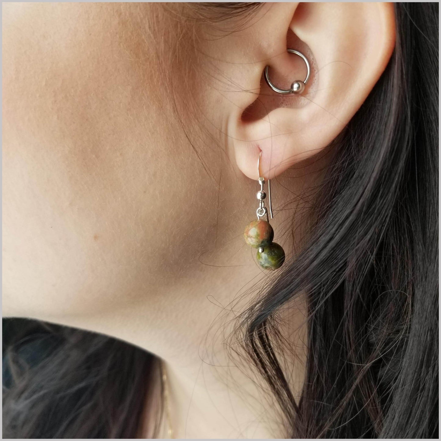 Dual Gemstone Unakite Dangle