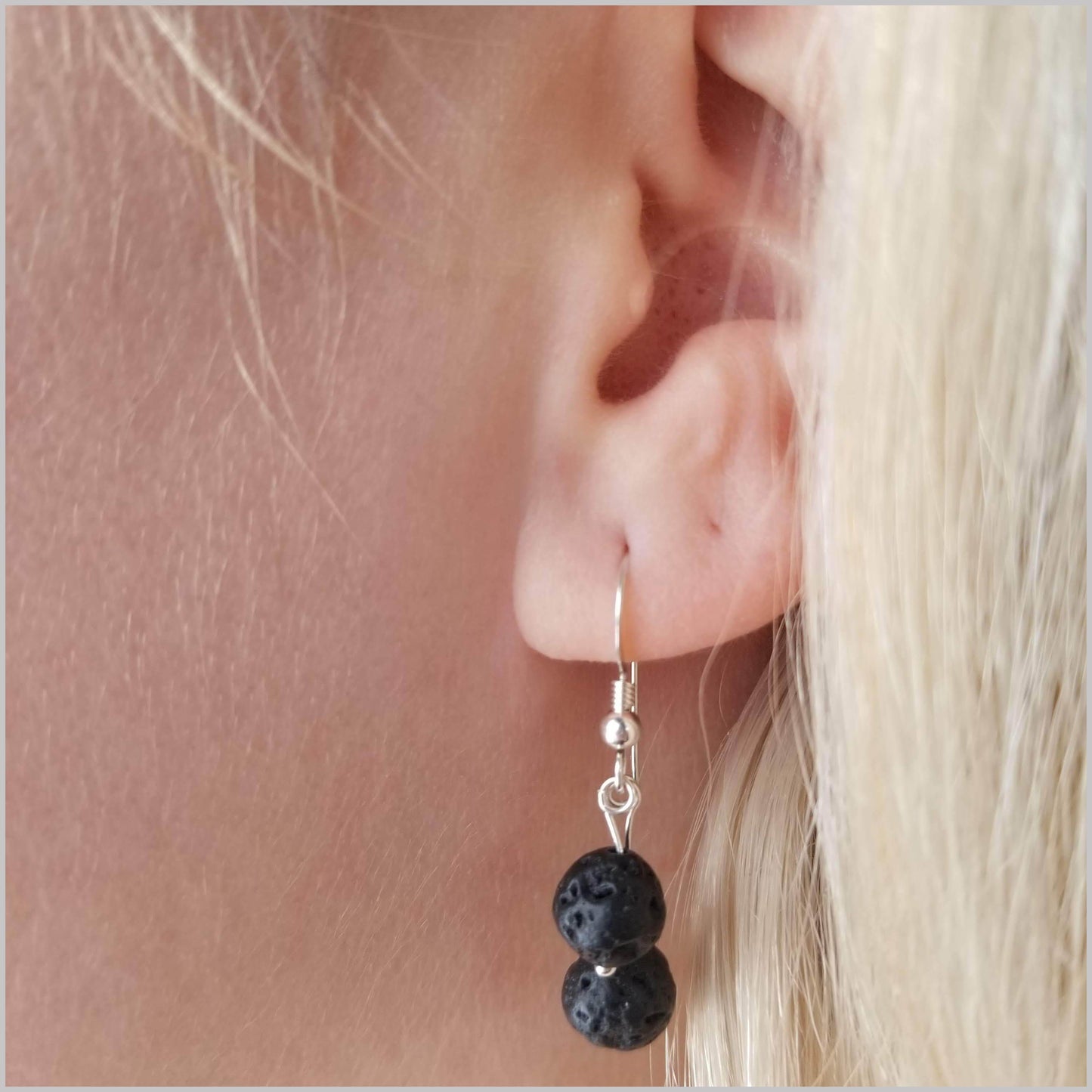 Dual Gemstone Lava Stone Dangle