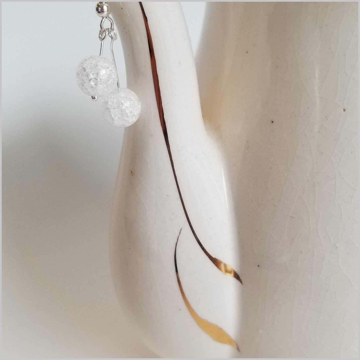Dual Gemstone Crackle Quartz Dangle