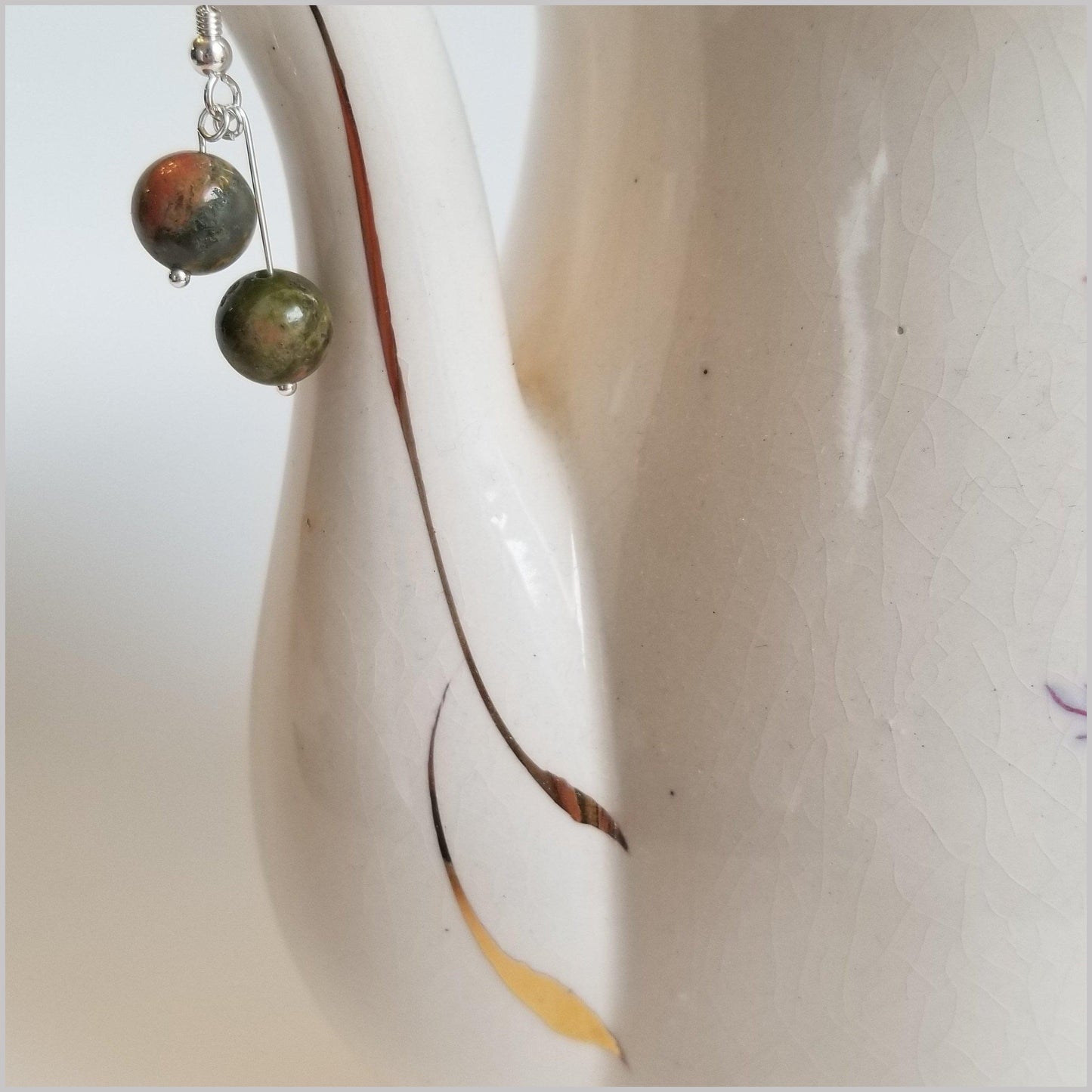 Dual Gemstone Unakite Dangle