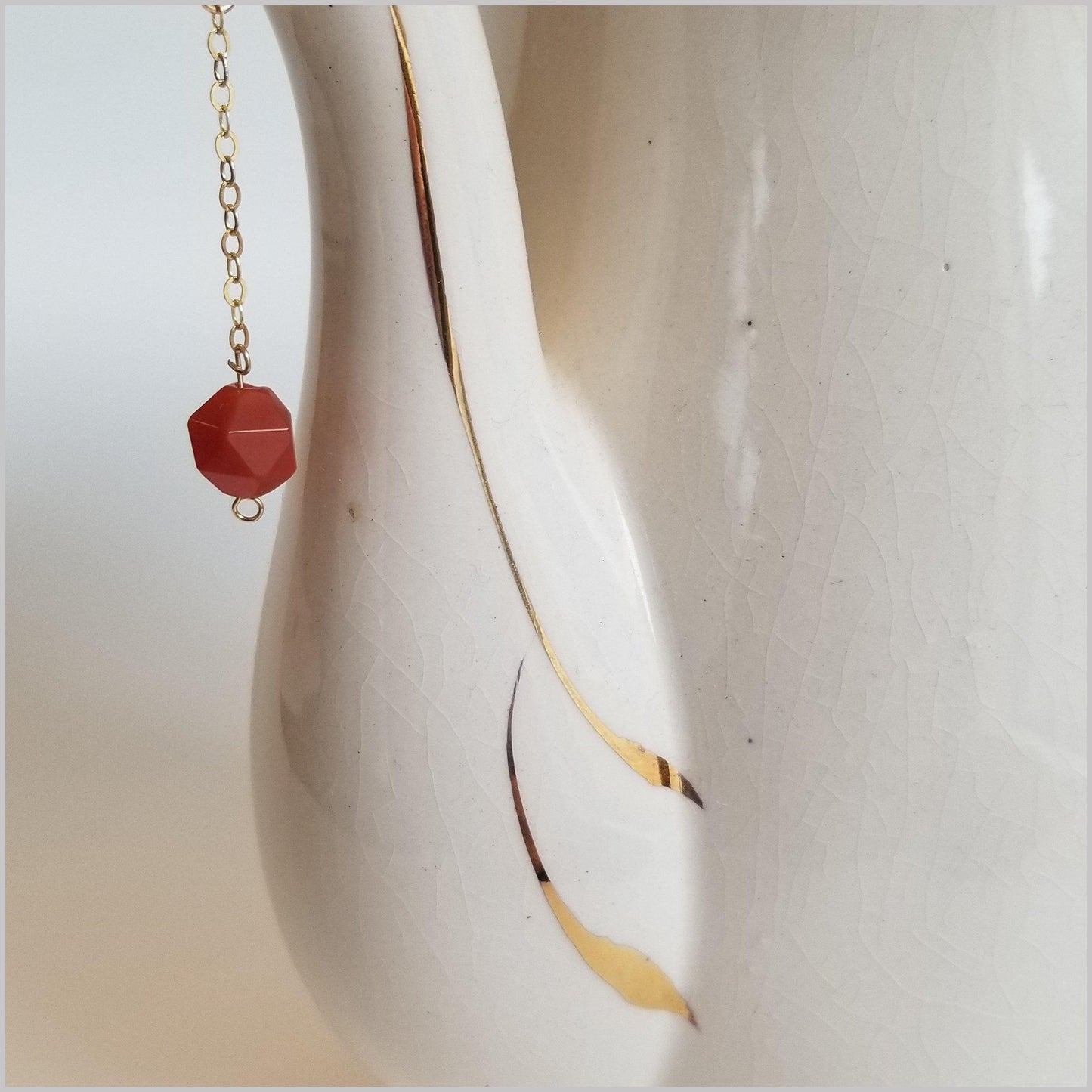 Faceted Carnelian Drop Earring