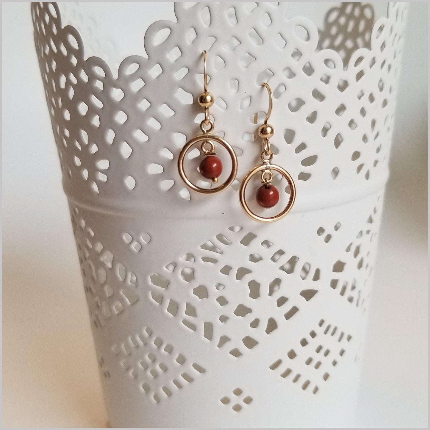 Round Red Jasper Dangle