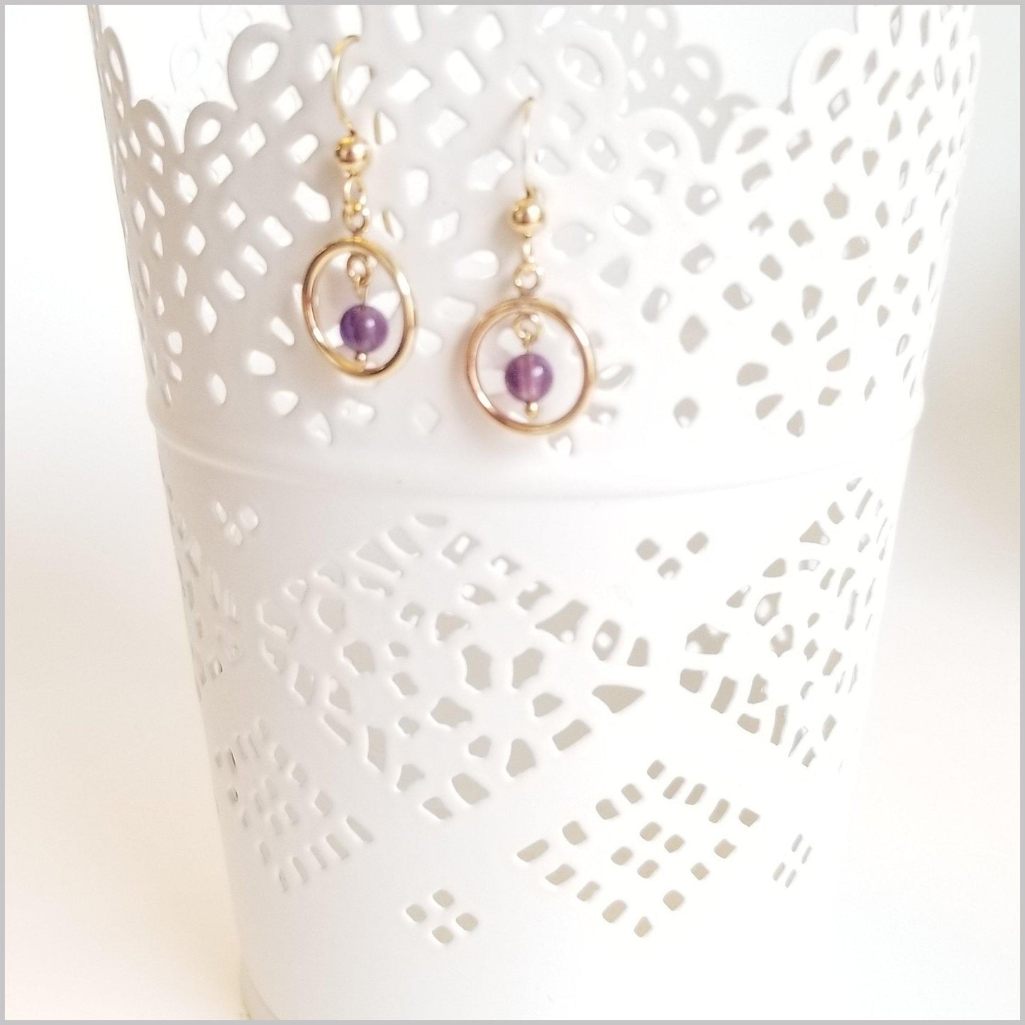Round Amethyst Dangle