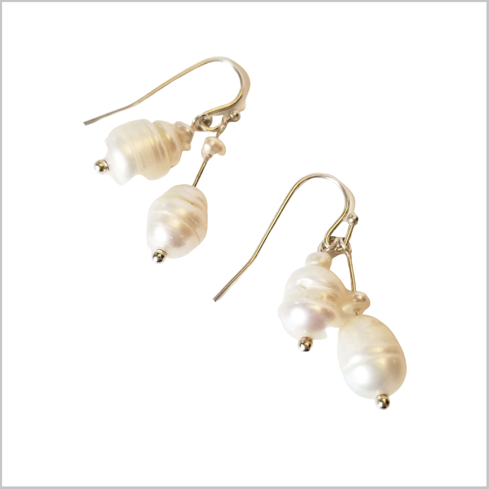 Dual Gemstone Freshwater Pearls Dangle