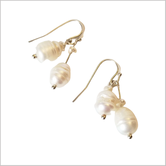 Dual Gemstone Freshwater Pearls Dangle