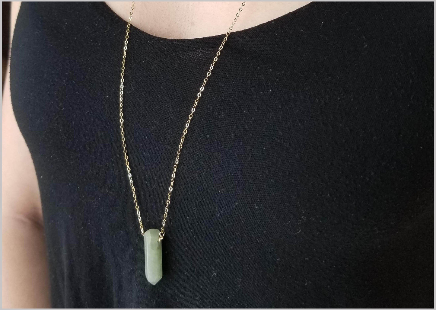 Natural Green Aventurine Healing Point Necklace