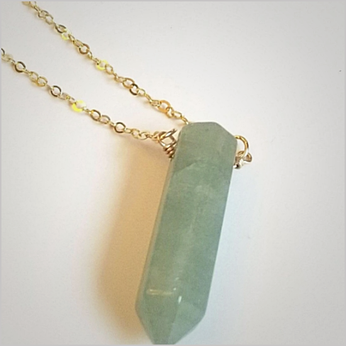 Natural Green Aventurine Healing Point Necklace
