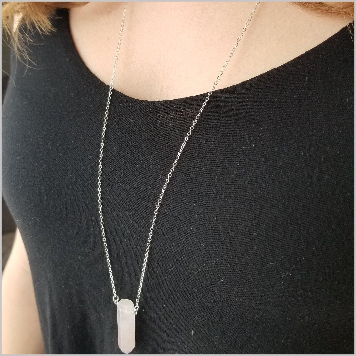 Natural Rose Quartz Healing Point Necklace