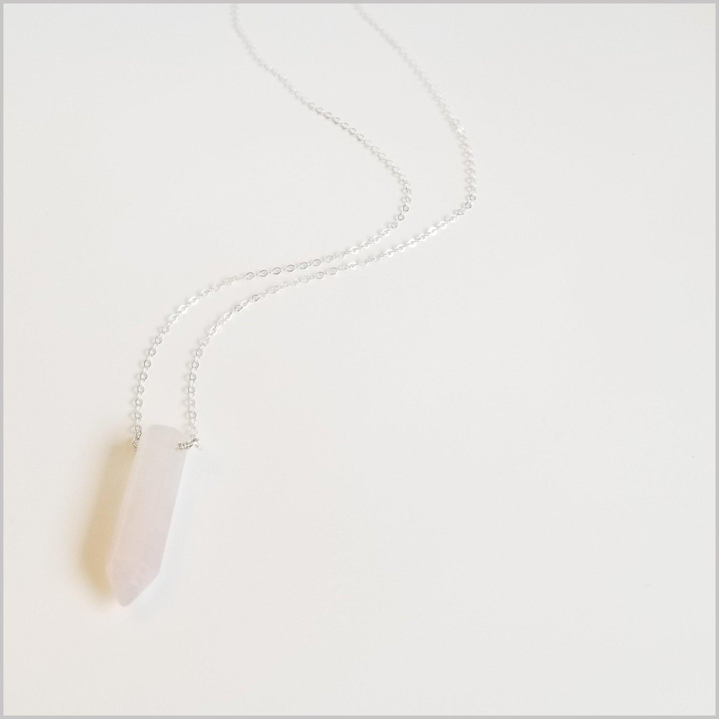 Natural Rose Quartz Healing Point Necklace