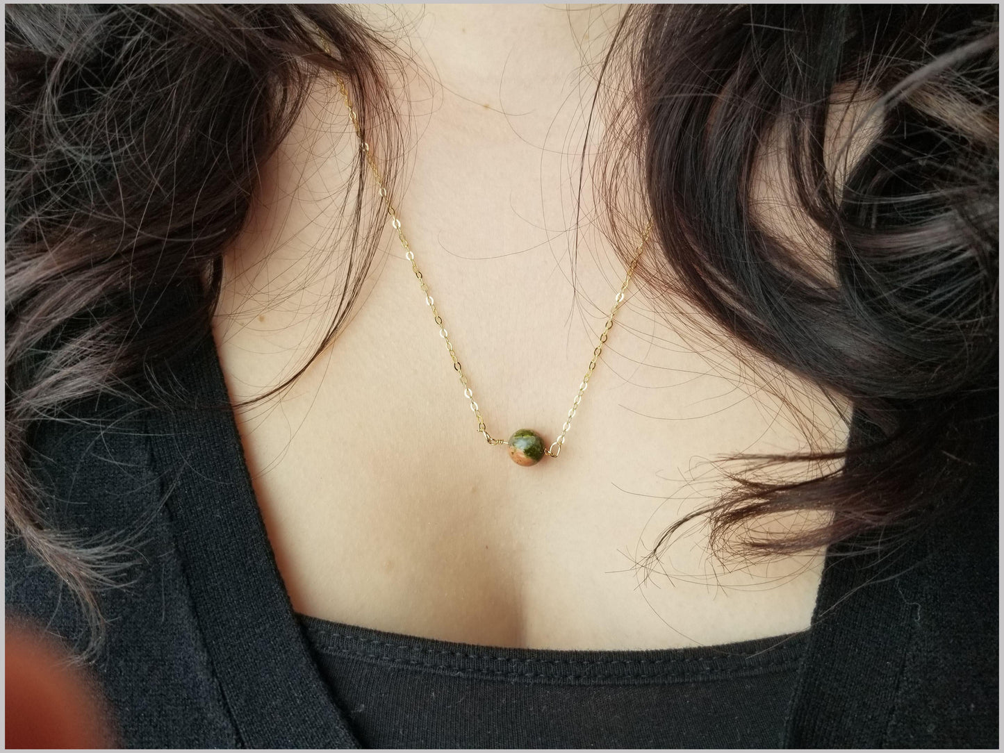Natural Unakite Bead Necklace