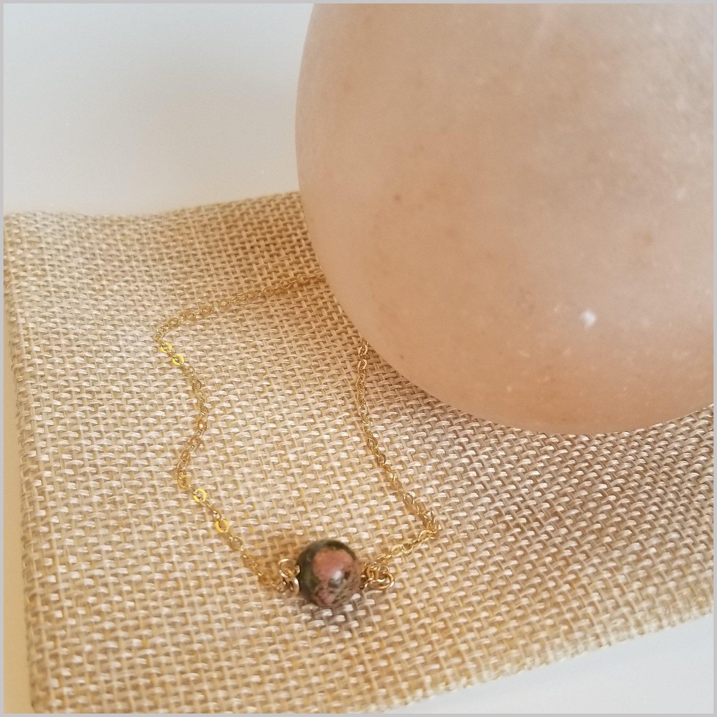 Natural Unakite Bead Necklace