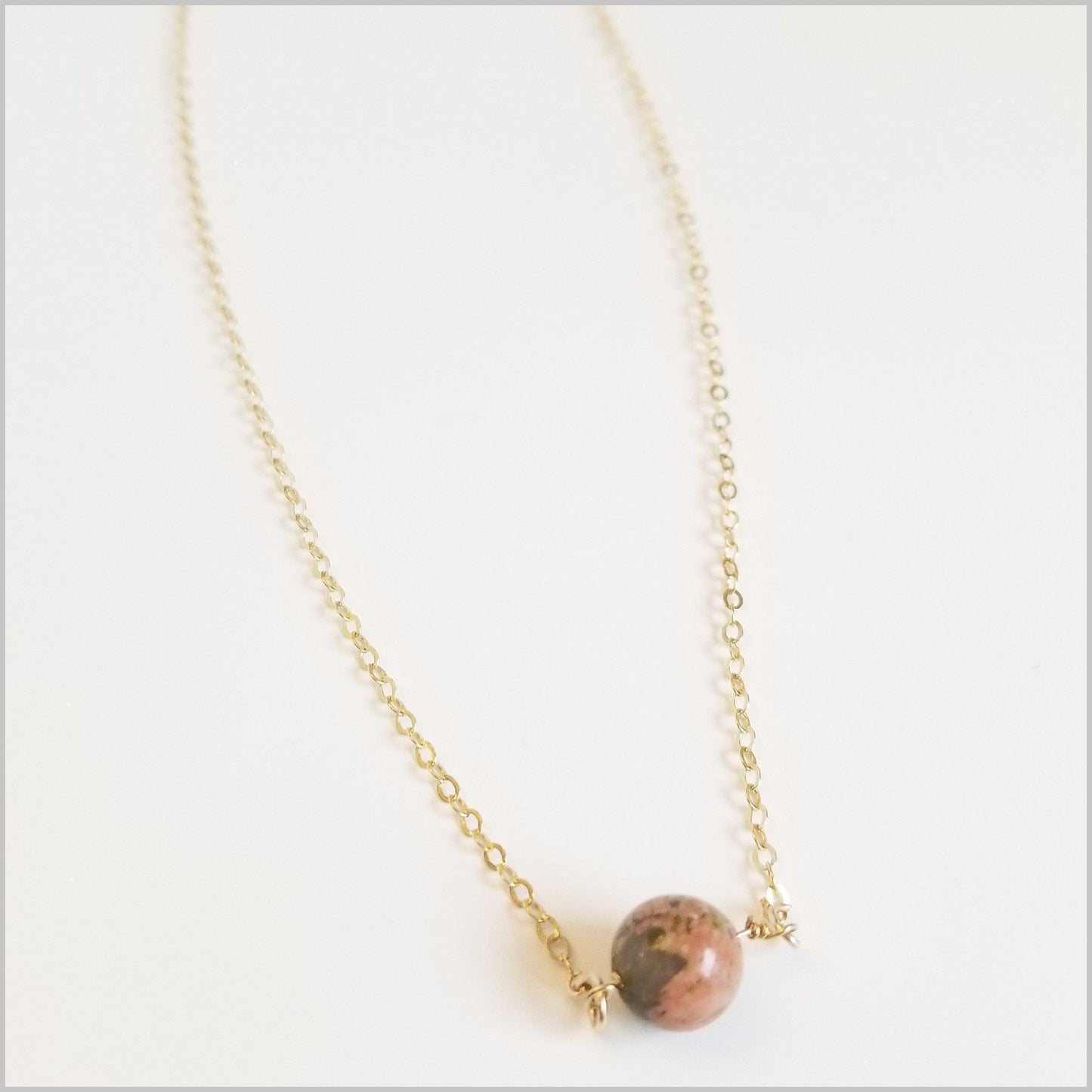Natural Unakite Bead Necklace
