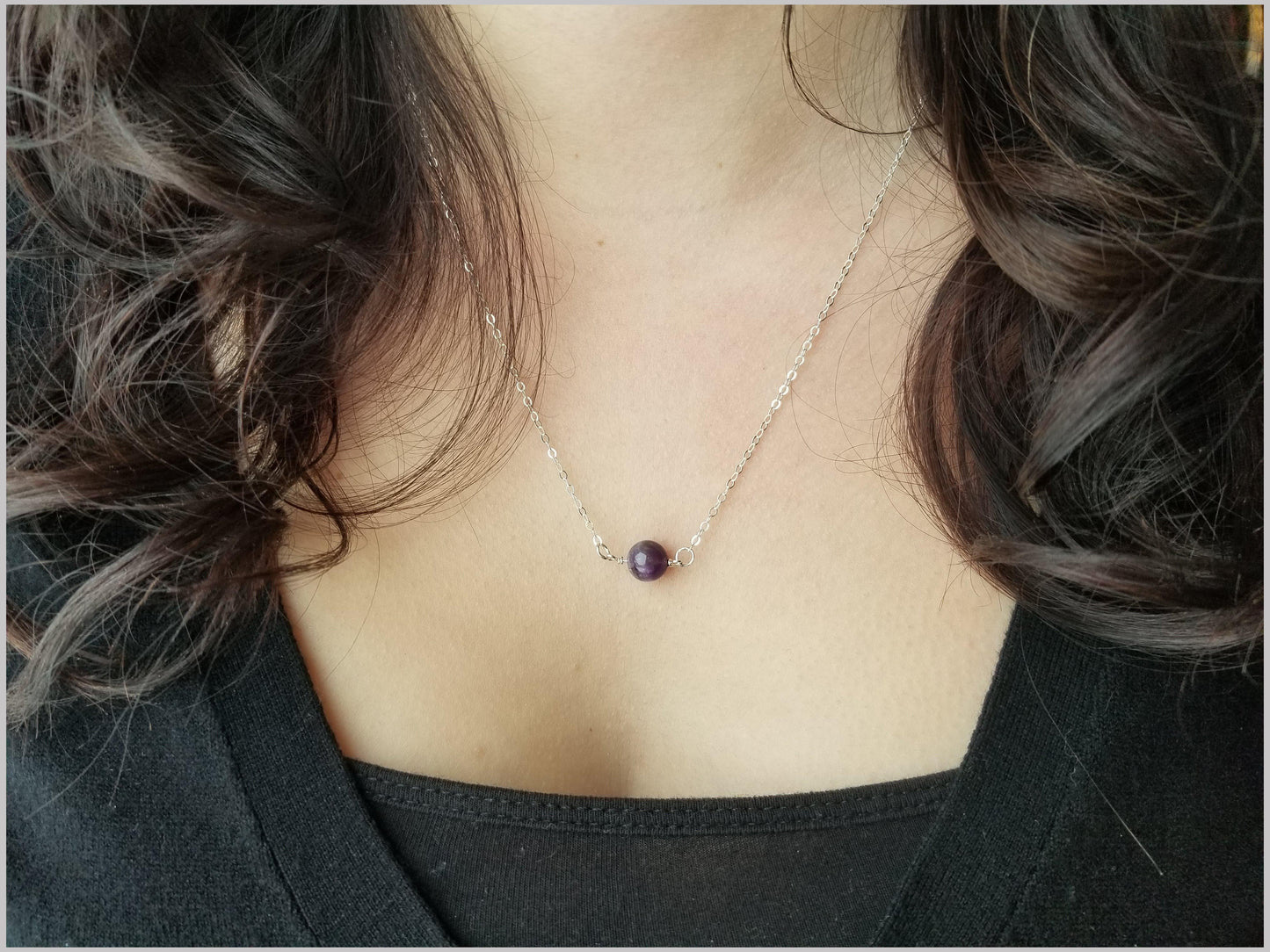 Natural Amethyst Bead Necklace