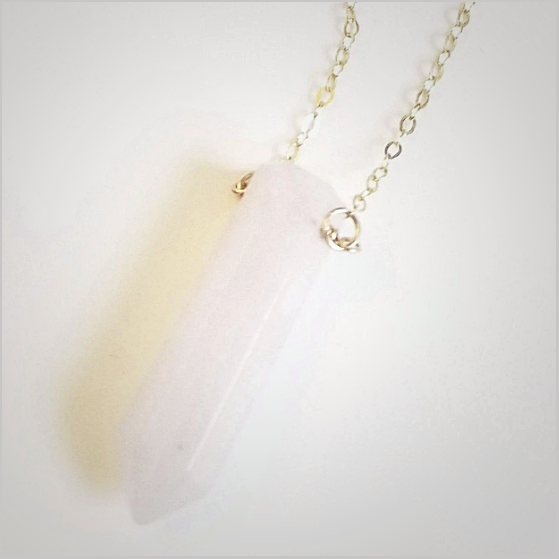 Natural Rose Quartz Healing Point Necklace