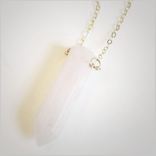 Natural Rose Quartz Healing Point Necklace