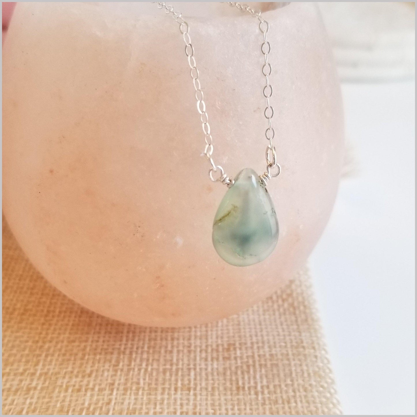 Natural Tear Drop Chrysoprase Necklace