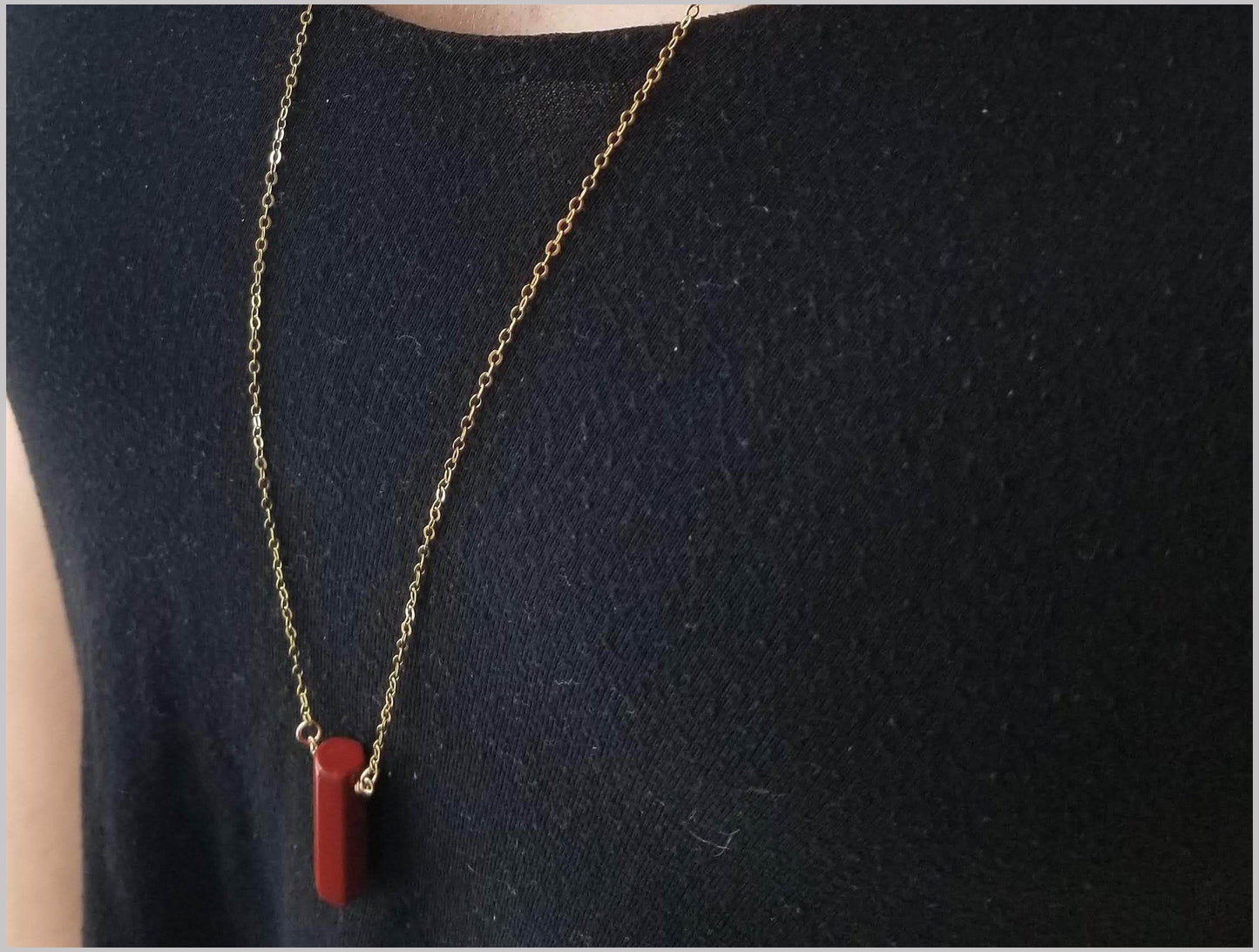 Natural Red Jasper Healing Point Necklace
