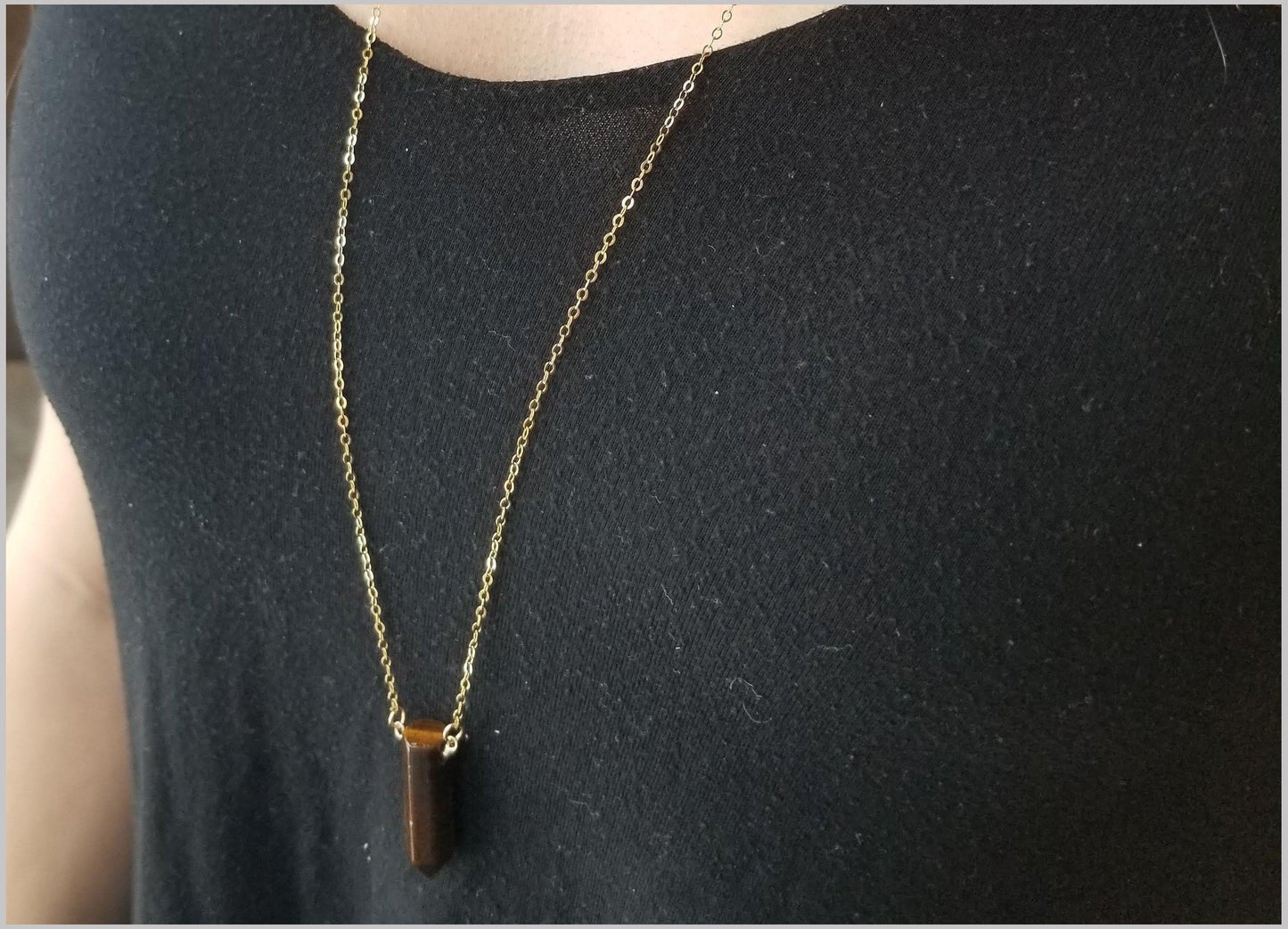 Natural Tigers Eye Healing Point Necklace