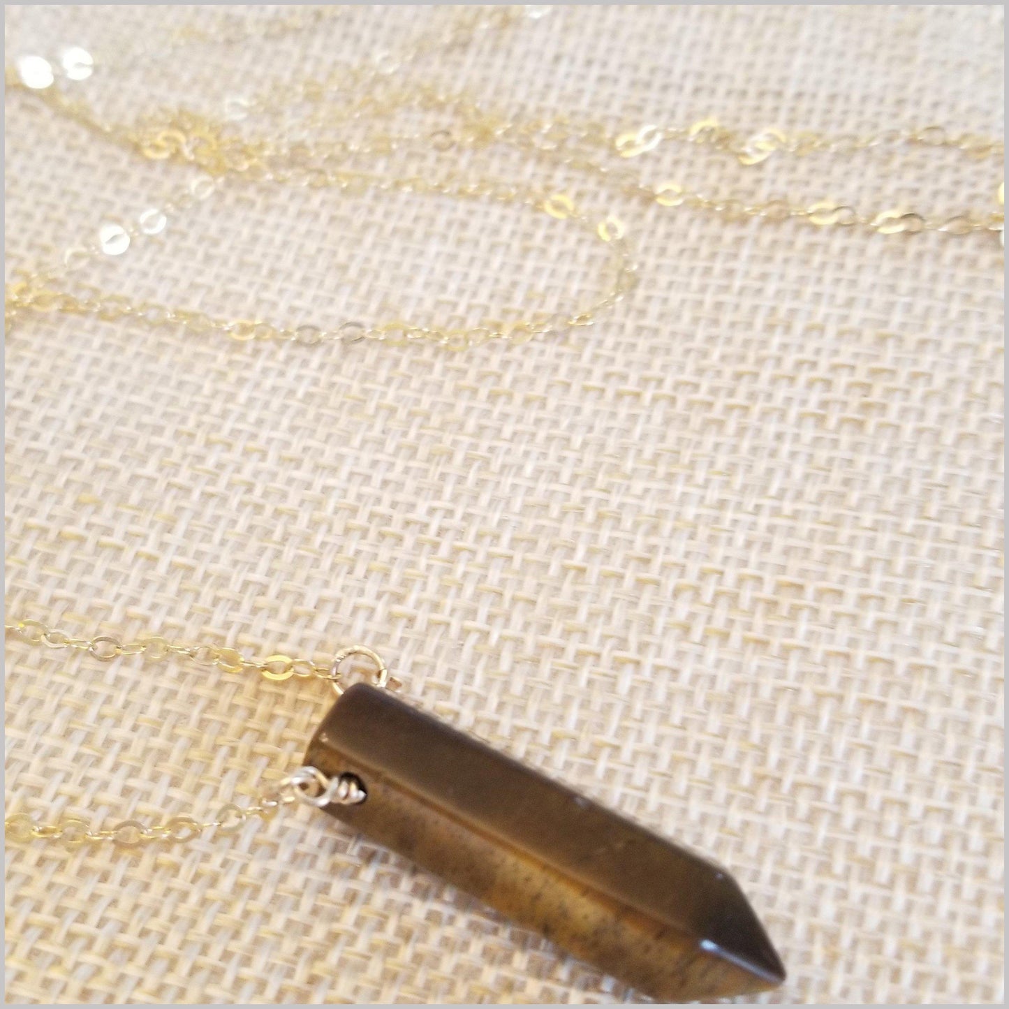 Natural Tigers Eye Healing Point Necklace