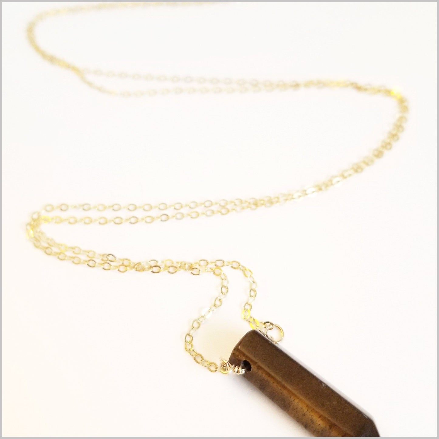Natural Tigers Eye Healing Point Necklace