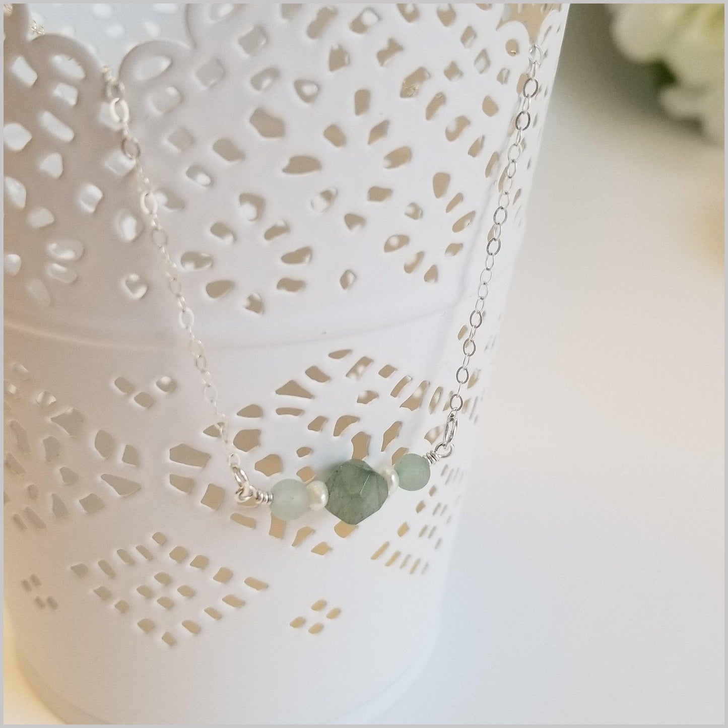 Natural Aventurine and Pearl Necklace
