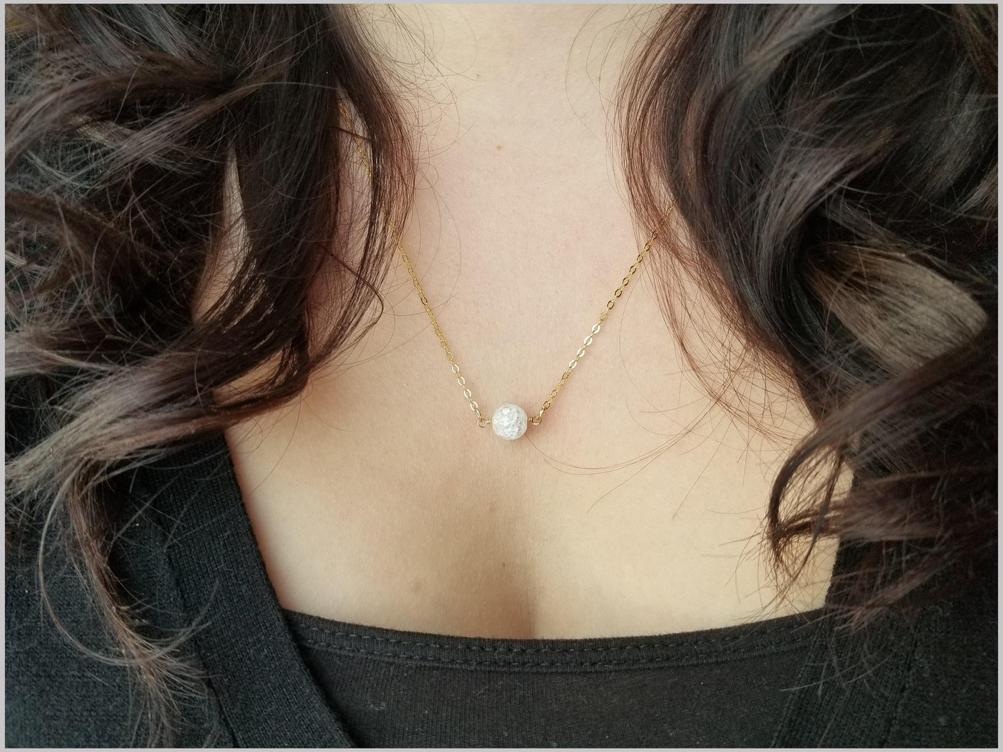 Natural Crackle Quartz Bead Necklace