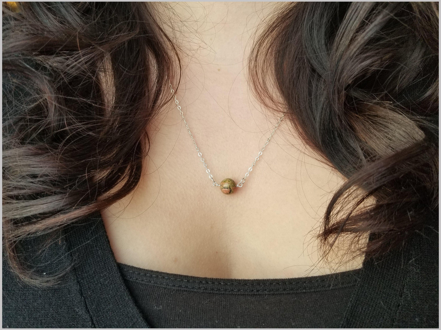 Natural Unakite Bead Necklace