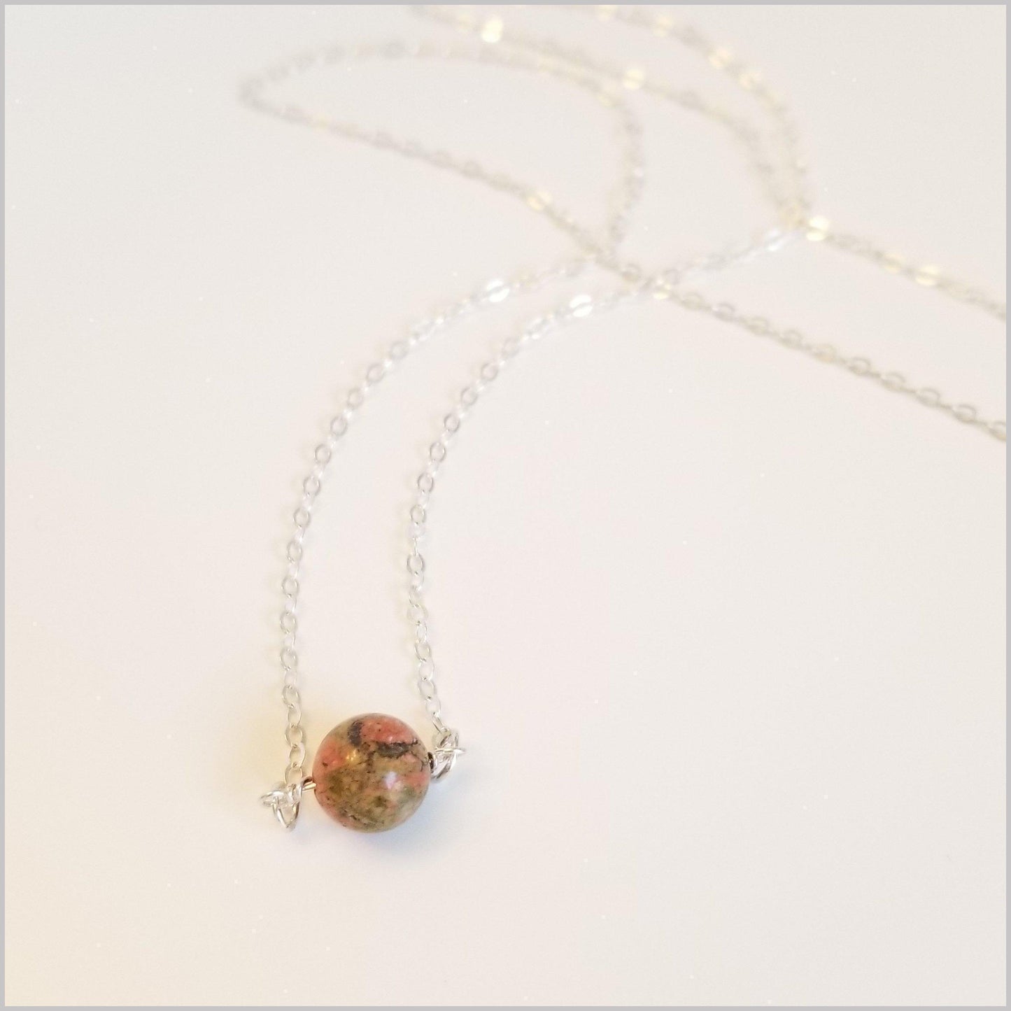 Natural Unakite Bead Necklace