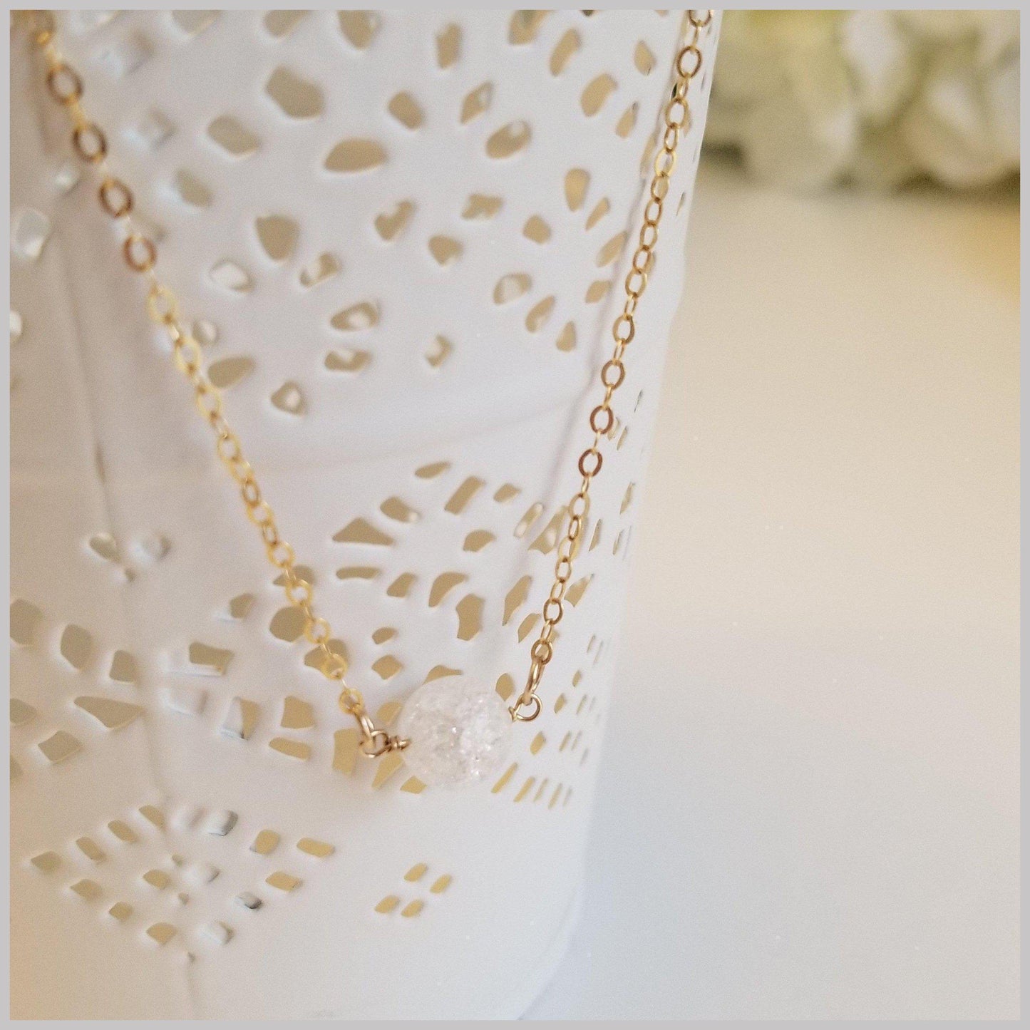 Natural Crackle Quartz Bead Necklace