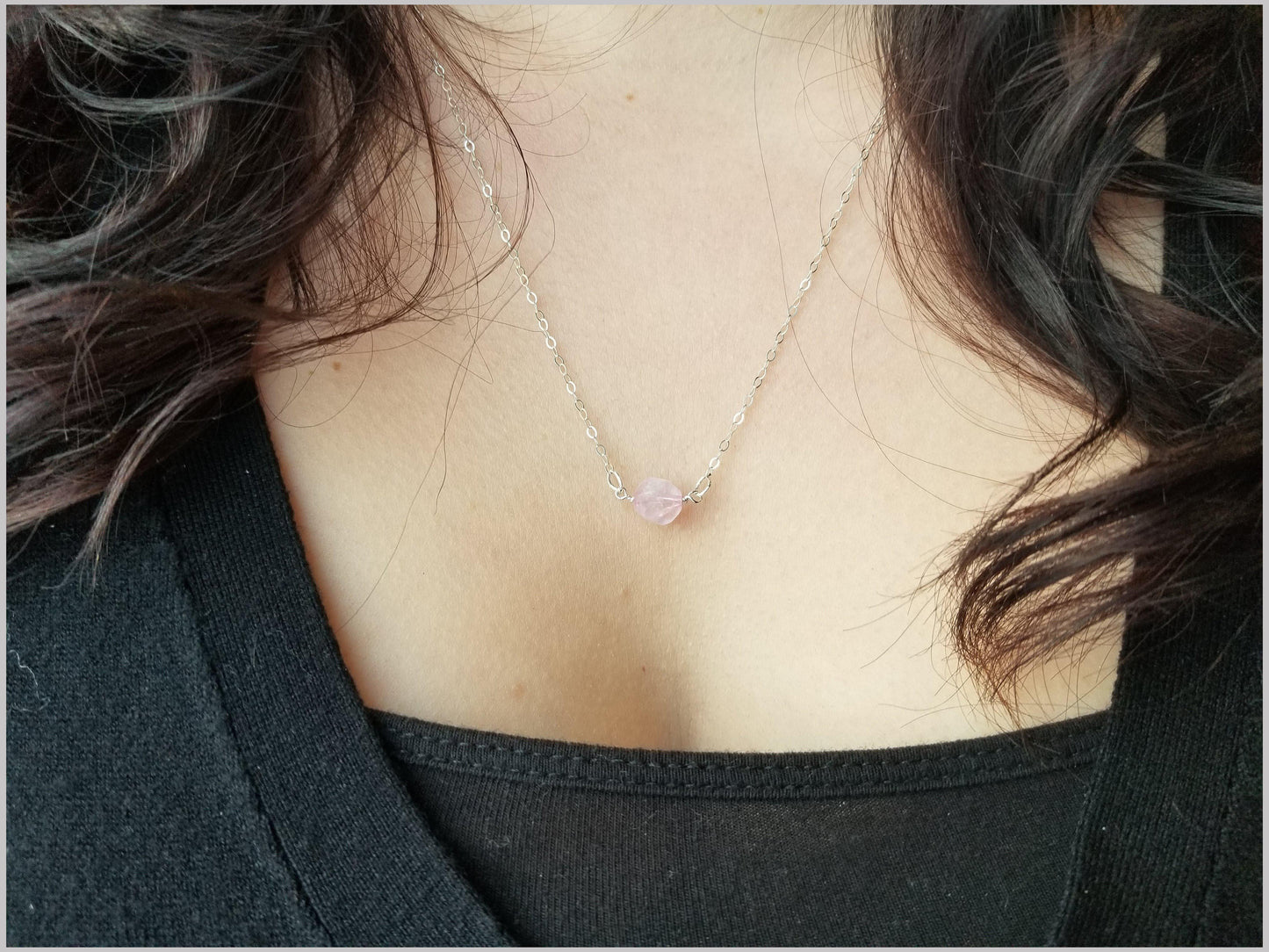 Natural Faceted Rose Quartz Necklace