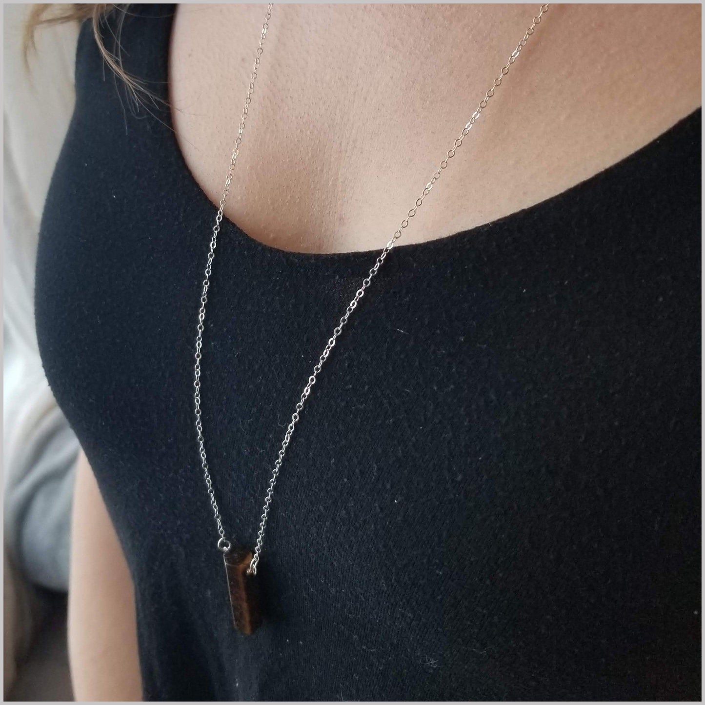 Natural Tigers Eye Healing Point Necklace