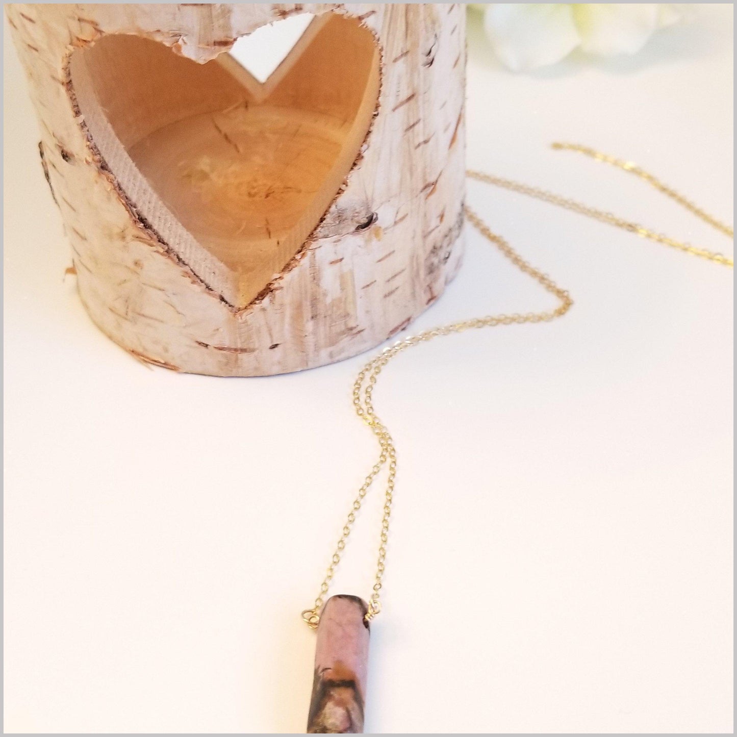 Natural Rhodonite Healing Point Necklace