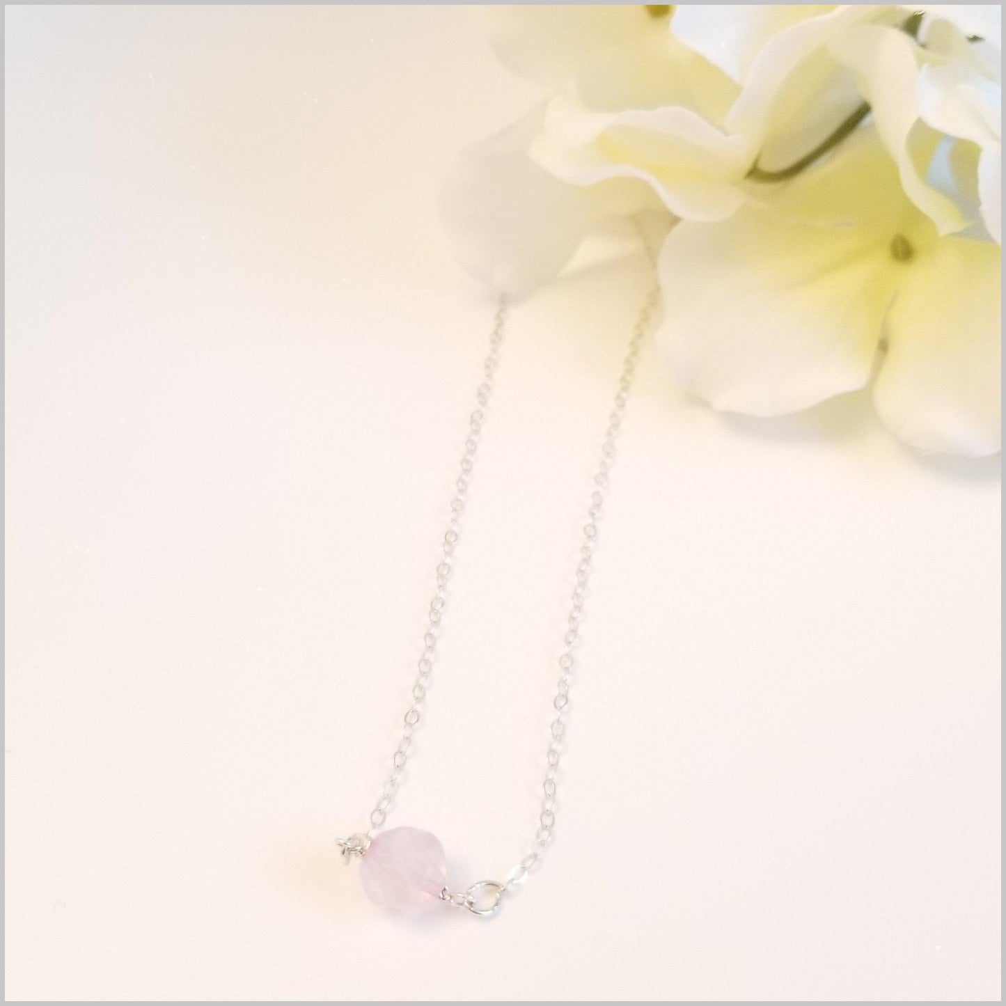 Natural Faceted Rose Quartz Necklace