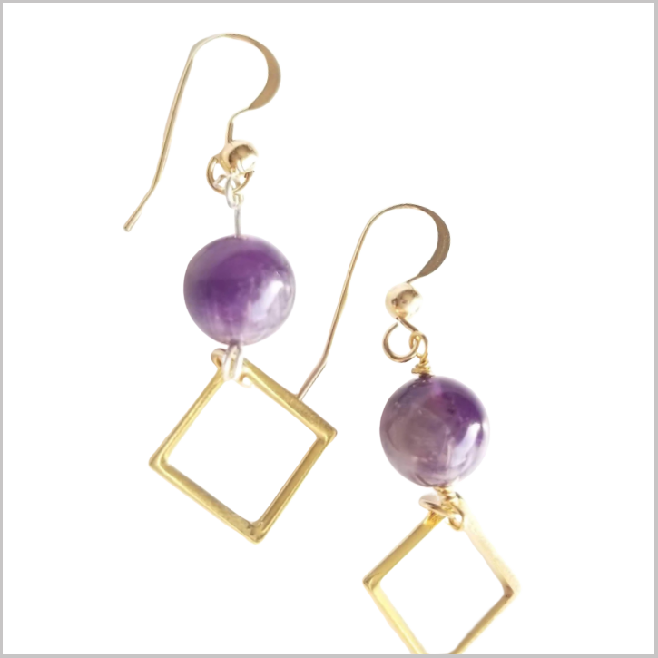 Square Amethyst Dangle