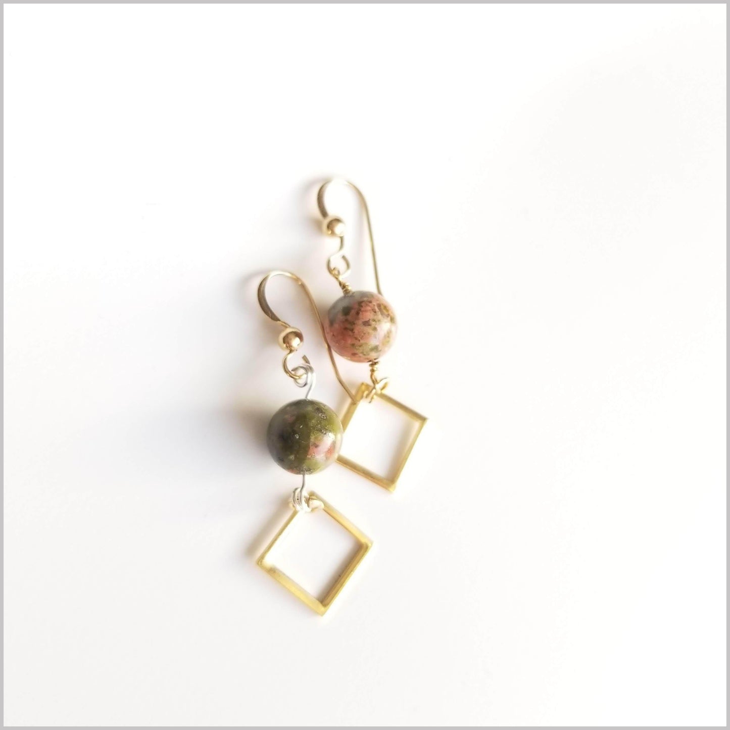 Square Unakite Dangle