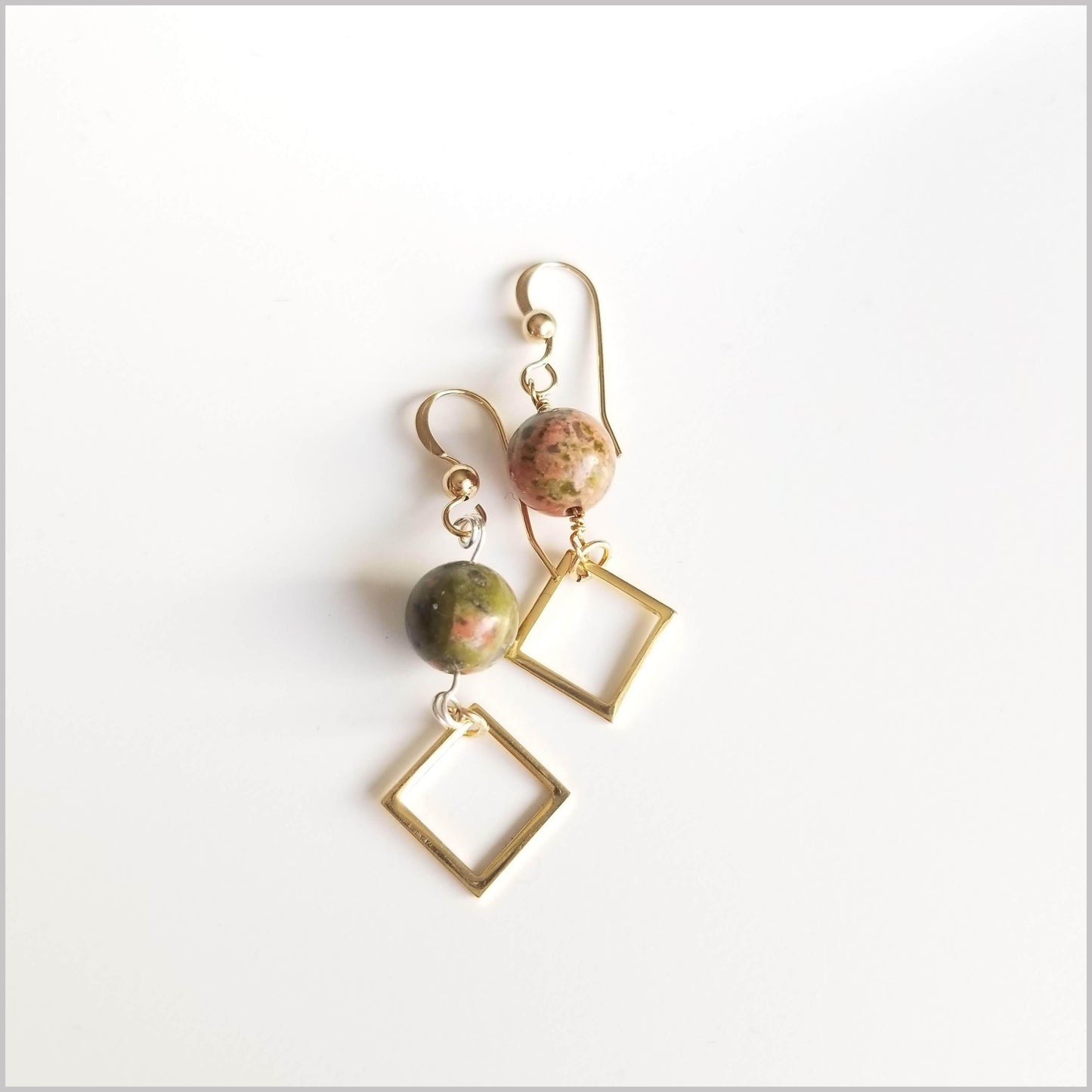 Square Unakite Dangle
