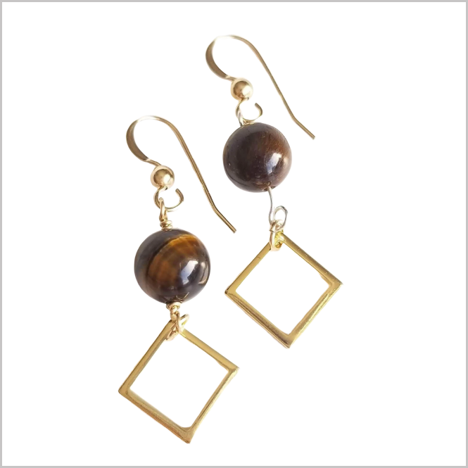 Square Tigers Eye Dangle