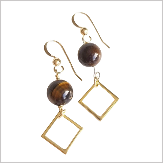 Square Tigers Eye Dangle