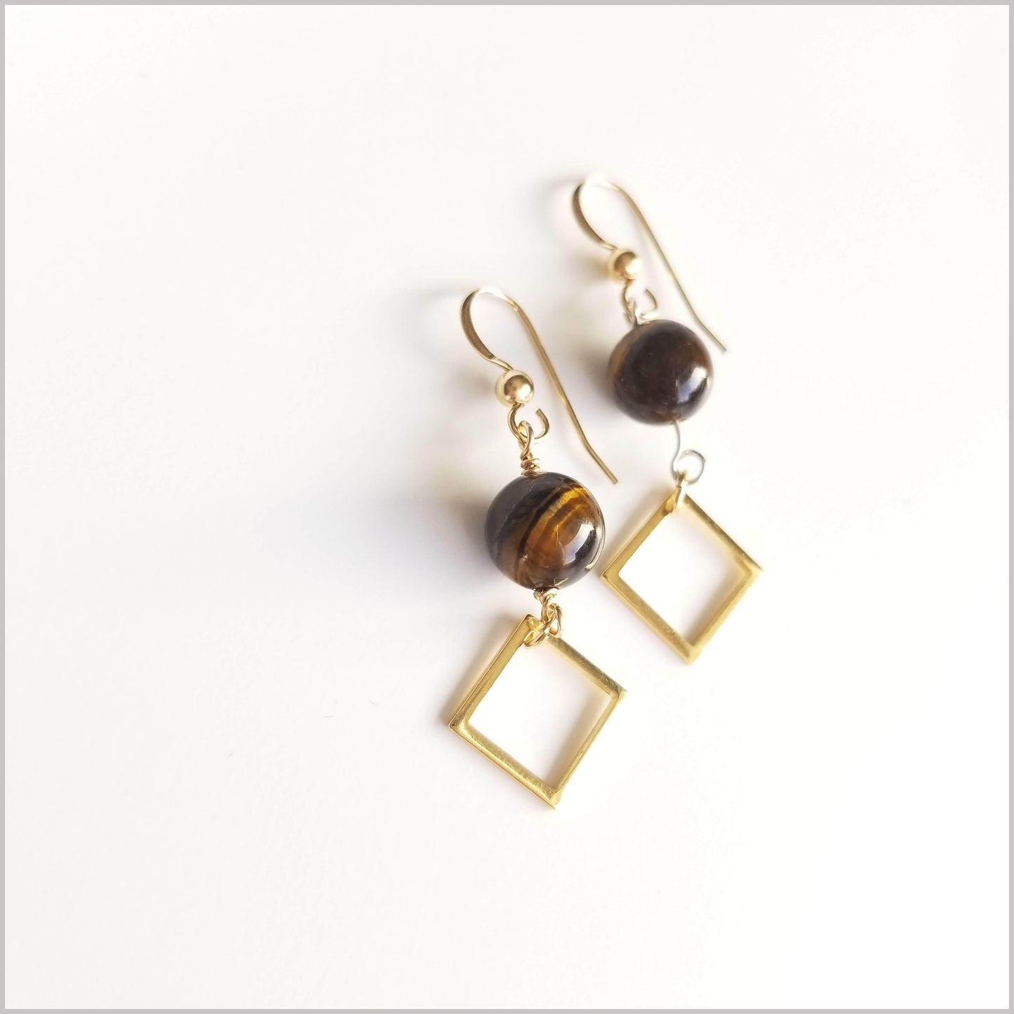 Square Tigers Eye Dangle