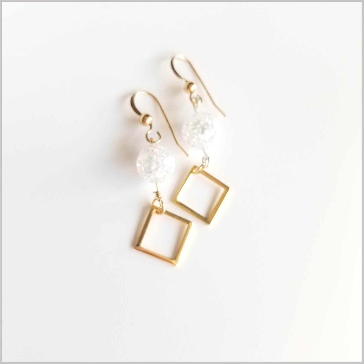 Square Crackle Quartz Dangle