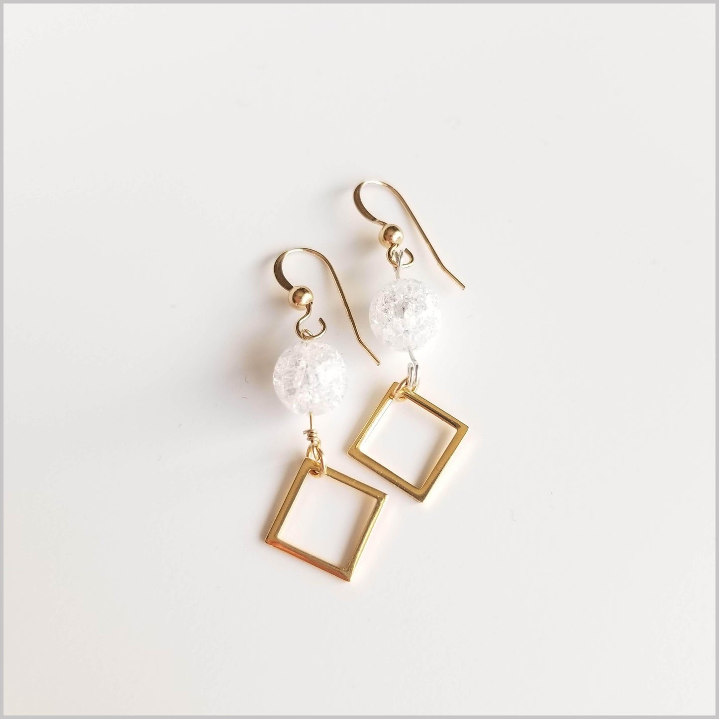 Square Crackle Quartz Dangle