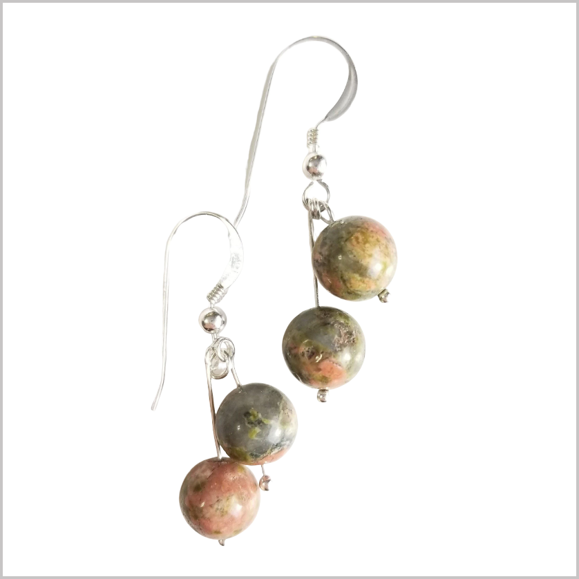Dual Gemstone Unakite Dangle