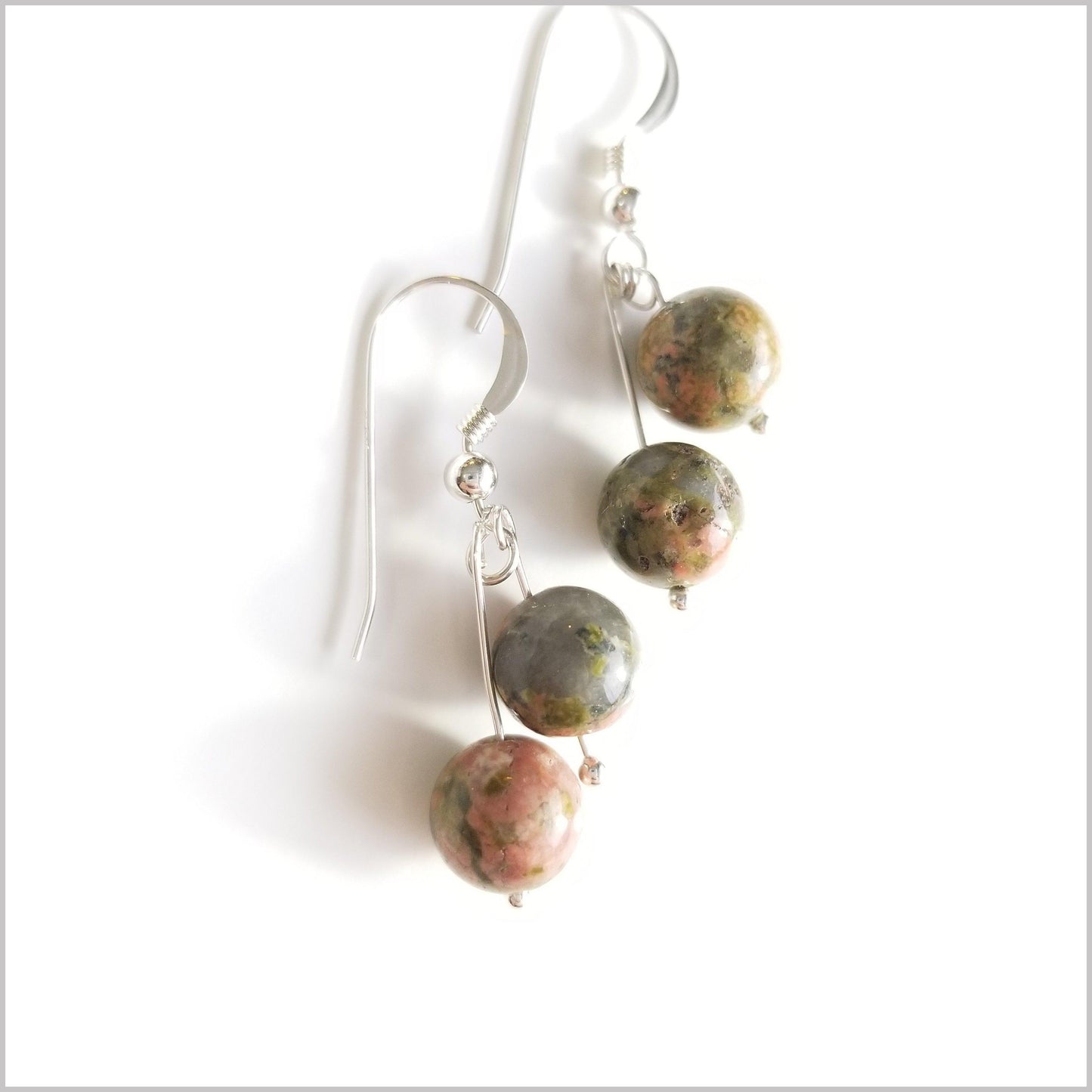 Dual Gemstone Unakite Dangle