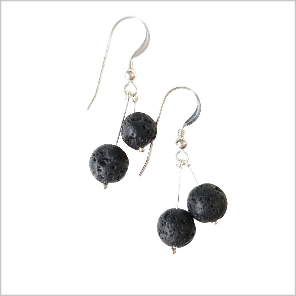 Dual Gemstone Lava Stone Dangle