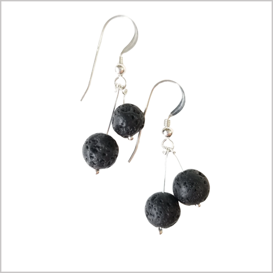 Dual Gemstone Lava Stone Dangle