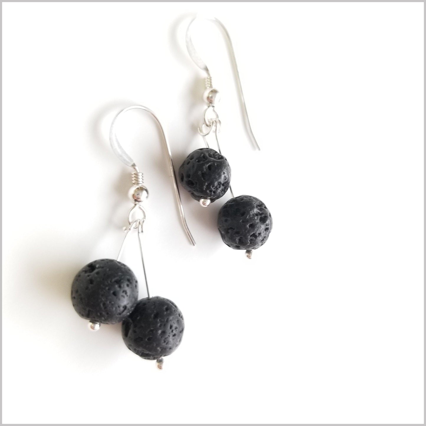 Dual Gemstone Lava Stone Dangle