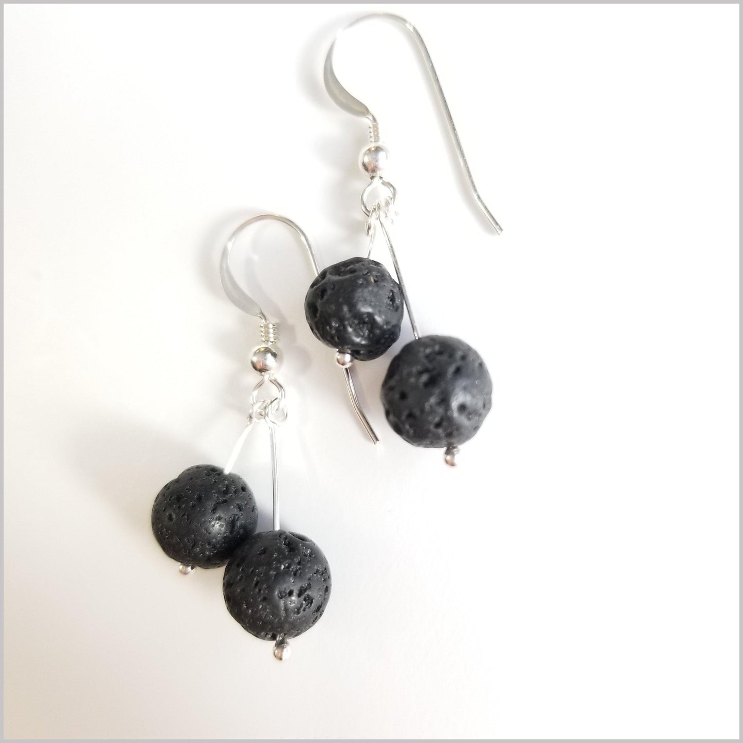 Dual Gemstone Lava Stone Dangle